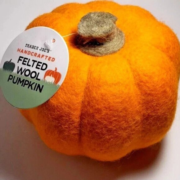 NWT Trader Joe’s Handcrafted Felted Wool Orange Pumpkin NEW Fall 2025 - Picture 2 of 5